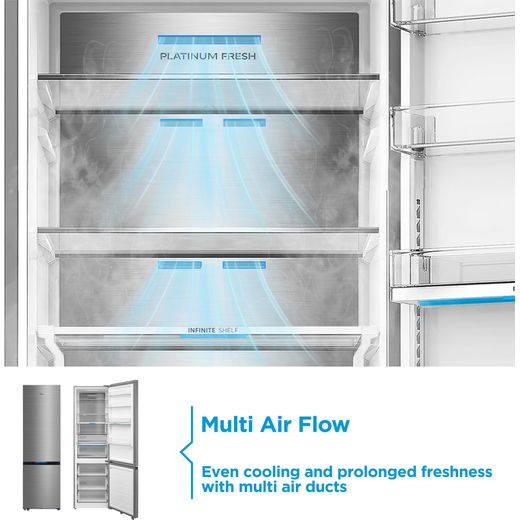 Midea Spacemaster MDRB600MIC46P Wifi Connected 201cm High 70/30 Frost Free Fridge Freezer - Black - Annotation - Multi Aif Flow