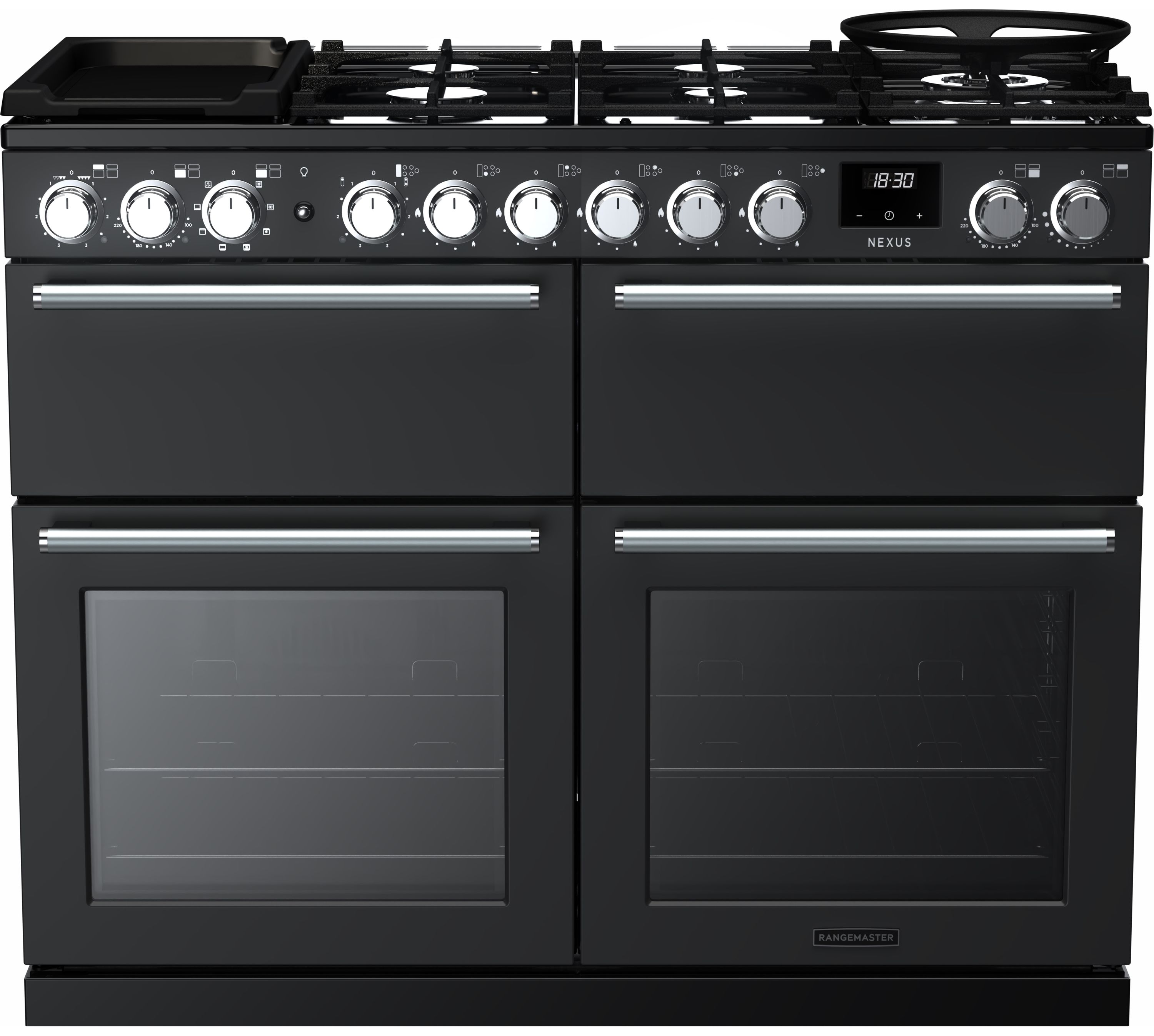 Rangemaster Nexus NEXB110DFPCBL/CM1 110cm Dual Fuel Range Cooker Gas Hob Charcoal Black