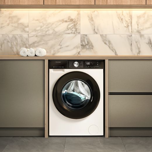 Hisense WF3S1043BW3 10.5kg Washing Machine with 1400 rpm - White - Washing machine in kitchen shot