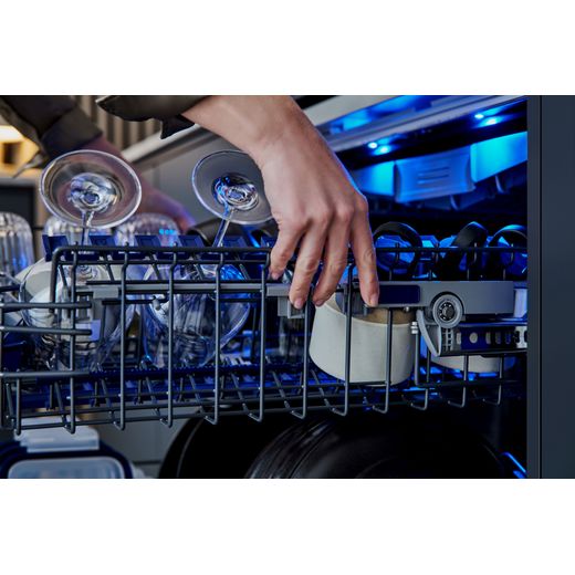 Siemens IQ-700 Standard Dishwasher - Brushed Steel - person using dishwasher shot