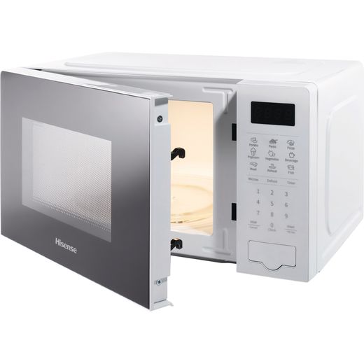 Hisense H20MOWS4UK 20 Litre Microwave - White - Left perspective open door