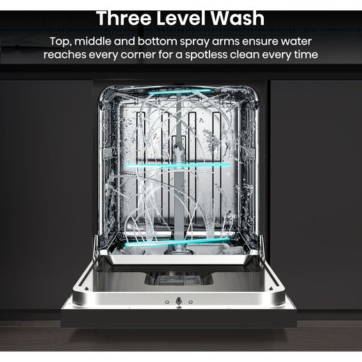 Hisense Standard Dishwasher - Stainless Steel - Annotation - three level wash shot