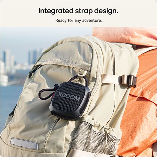 LG xboom Rock Wireless Speaker - Black - Annotation - strap design shot