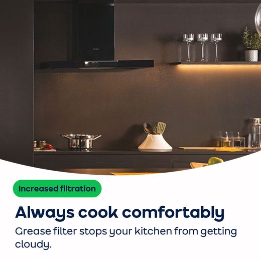 Haier I-Clean Series 4 HATS6CBS4B 60cm Chimney Cooker Hood - Black - AO Annotation -  Grease-filter