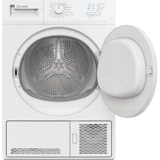 Indesit 8Kg Condenser Tumble Dryer - White - Front with door open shot