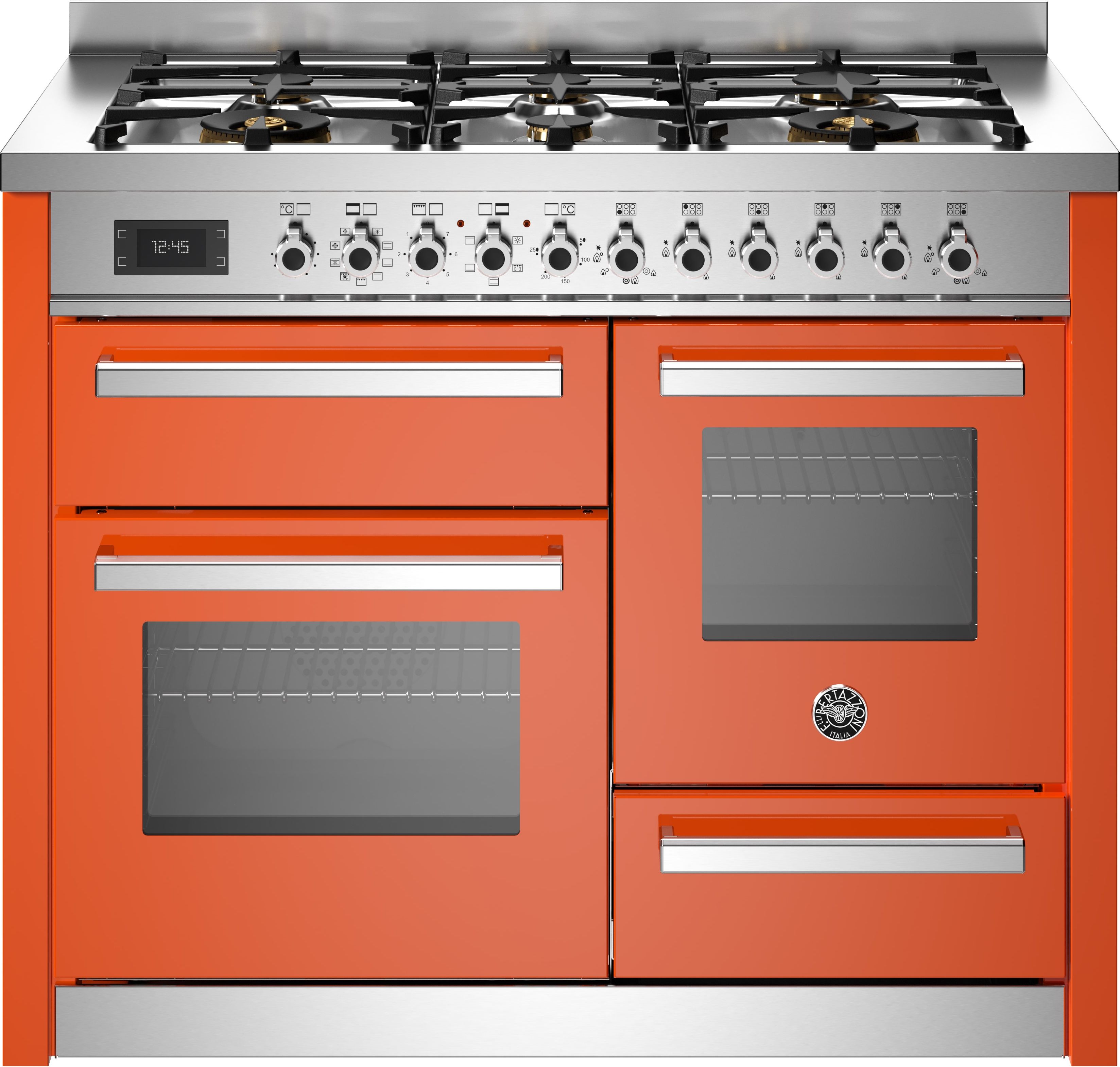 Bertazzoni Orange 110cm Dual Fuel Range Cooker - 3 Ovens - 6 Burner Gas Hob - PRO116L3EART