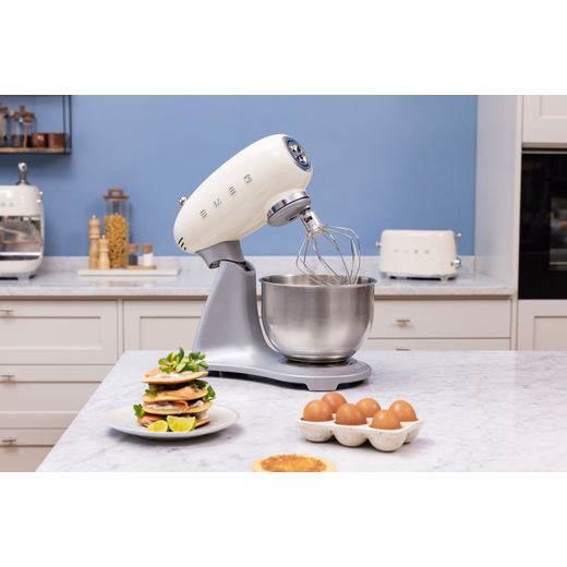 Smeg 50's Style SMF04CRUK Stand Mixer - Cream - Mixer in kitchen shot