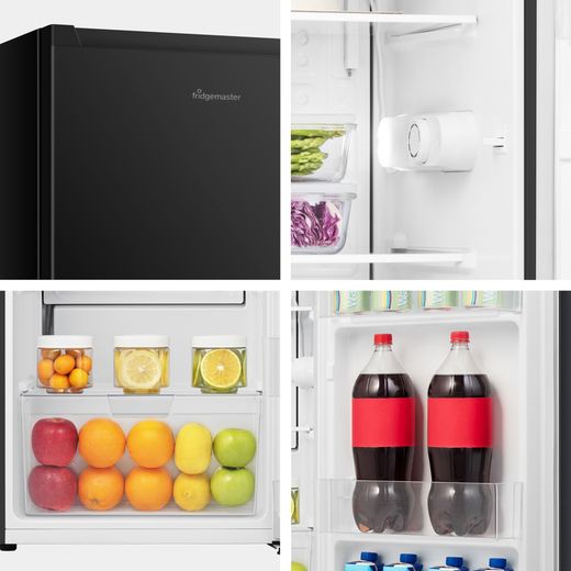 Fridgemaster MUL4892EB Compact 84cm Fridge - Black - Close up feature shot