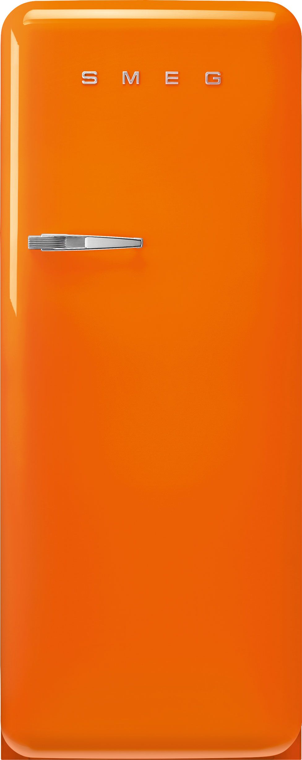 Image of Smeg 50s Style Retro Right Hand Hinge FAB28ROR6 153cm Small Fridge with Ice Box - Orange - C Rated, Orange