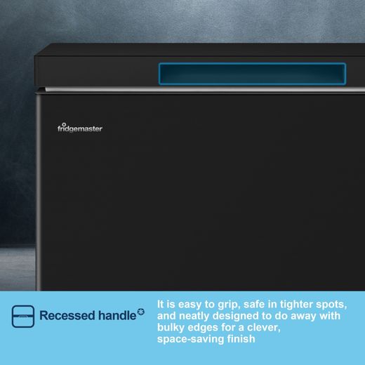 Fridgemaster MCF100EB Chest Freezer - Black - Annotation - Recessed handle