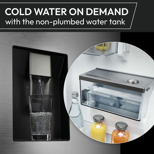 Hoover H-FRIDGE 500 MAXI American Fridge Freezer - Silver - Annotation -  Cold water on demand shot