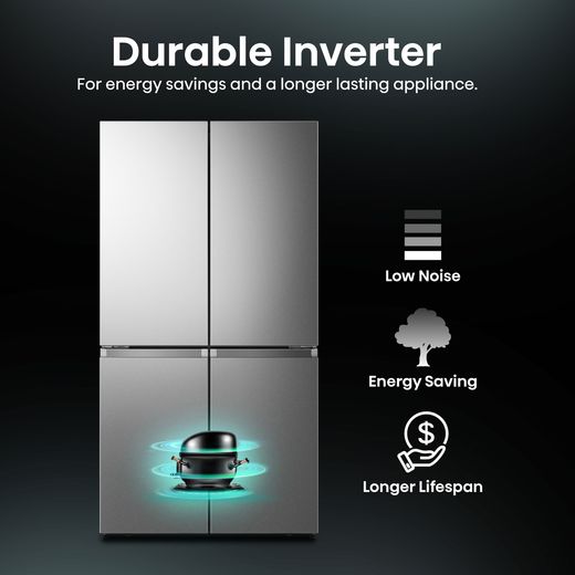 Hisense Pureflat Infinite American Fridge Freezer - Stainless Steel - Annotation - Durable inverter shot