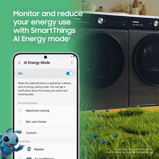 Samsung Series 5 OptimalDry™ DV80CGC0B0AE Wifi Connected 8Kg Heat Pump Tumble Dryer - White - Annotation - Energysave