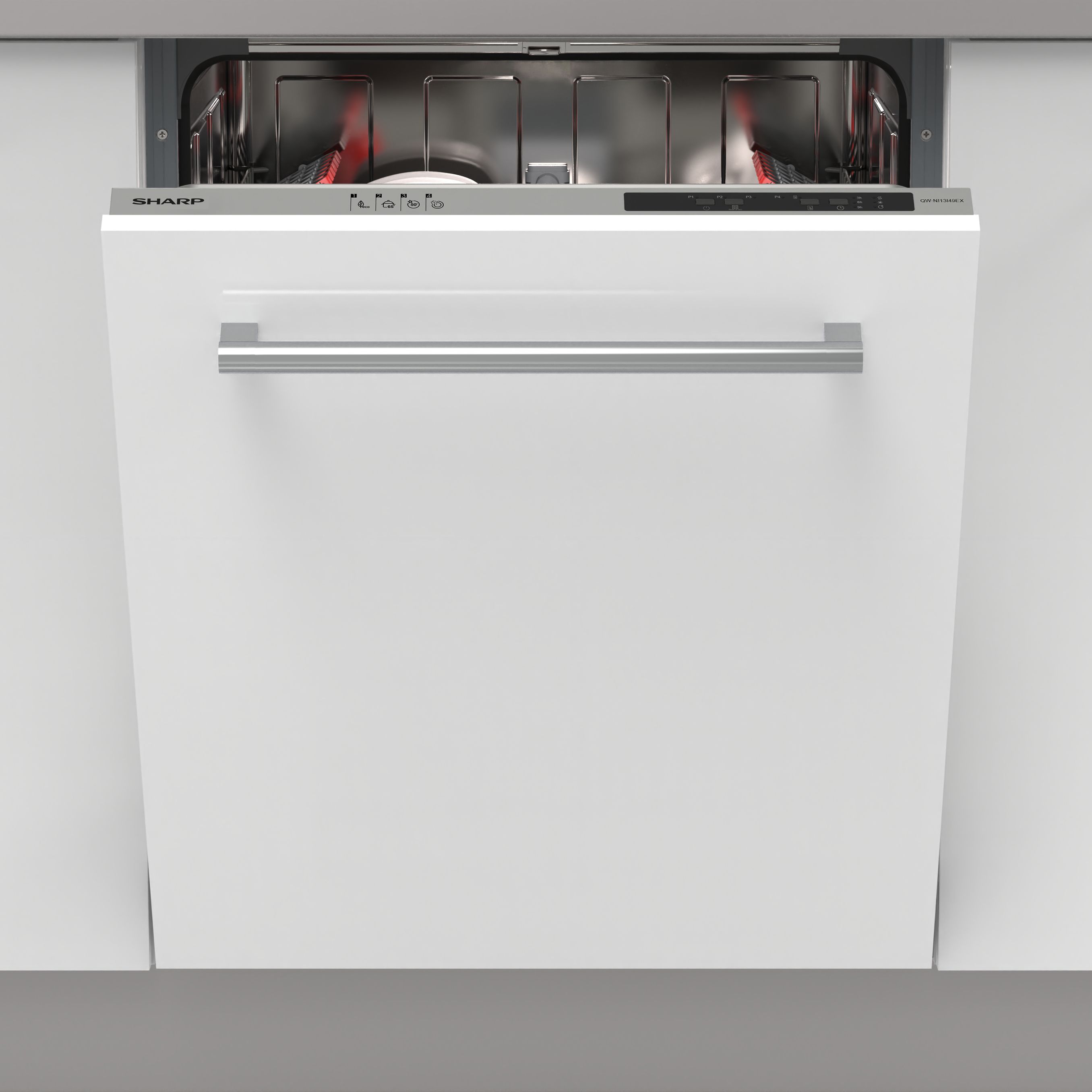 Sharp Fully Integrated Dishwasher - 13 Place Settings - Silver - E Rated