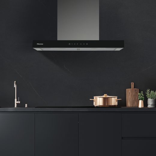 Hisense CH6T14BXBUK 60cm Chimney Cooker Hood - Stainless Steel / Black - Cooker hood in kitchen