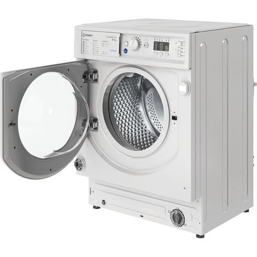 Indesit Integrated / Washer Dryer - White - Left perspective with door open shot