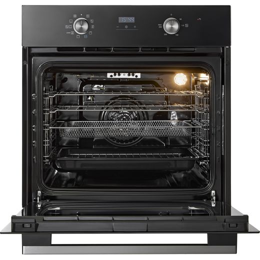 Midea Xpress Fry MBO65M90D2-BK Built In Electric Single Oven - Black - front with door open shot
