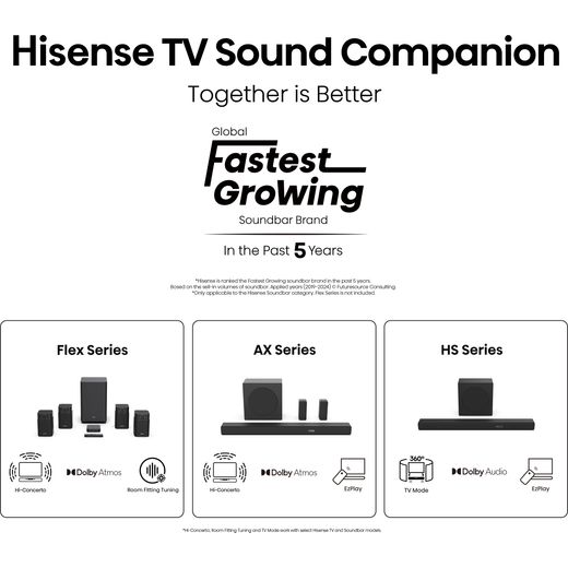 Hisense E7Q 43" 4K Ultra HD QLED Smart Freely TV - Annotation - Sound companion shot
