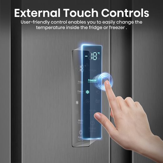 Hisense PureFlat American Fridge Freezer - Black Stainless Steel - Annotation - External touch control