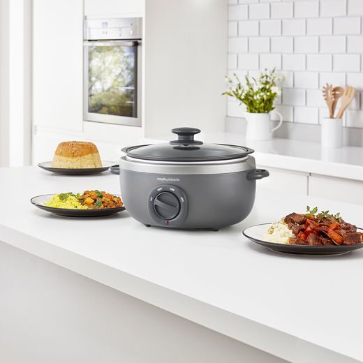 Morphy Richards 460022 Slow Cooker - Titanium - Slow cooker in kitchen shot