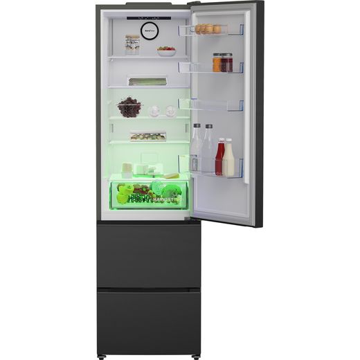Beko HarvestFresh™ Fridge Freezer - Black - Door open