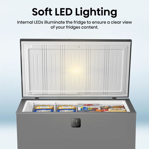 Hisense FT280WN3SGD Total No Frost Chest Freezer - Silver - Annotation - LED lighting shot