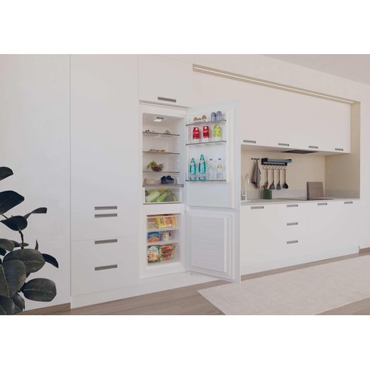 Hoover H-FRIDGE 300 Integrated 70/30 Fridge Freezer with Sliding Door Fixing Kit - White - Fridge freezer in kitchen shot