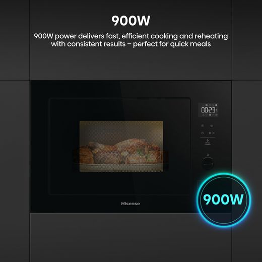 Hisense BIM325G52BGUK 25 Litre 39cm High, Built In Small - Black - Annotation - 900W