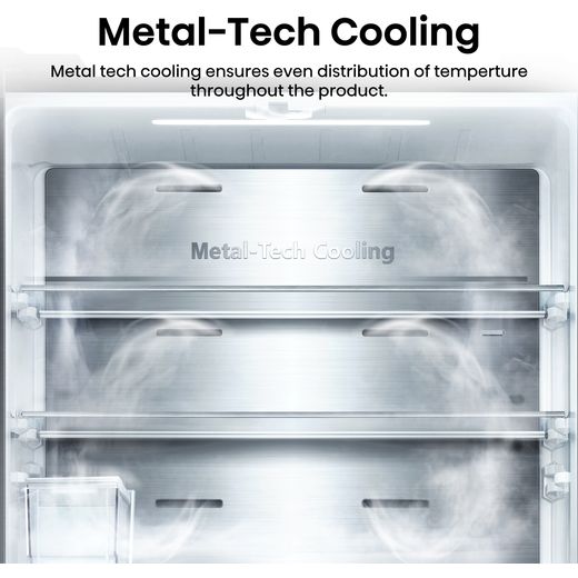 Hisense PureFlat Slim American Fridge Freezer - Black / Stainless Steel - Annotation - Metal tech cooling shot