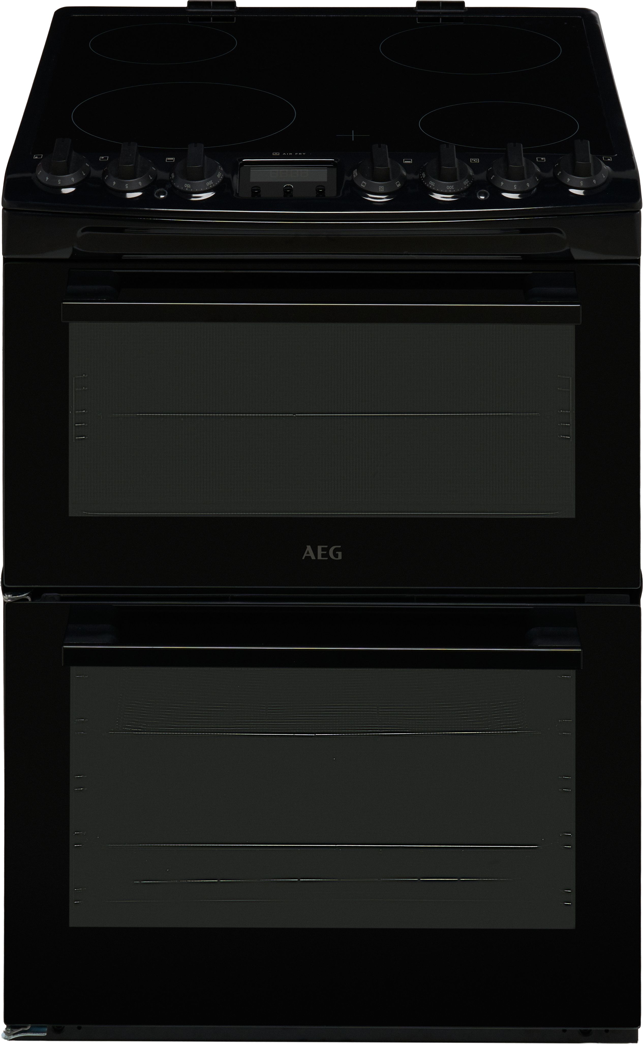 Image of AEG 6000 SteamBake CCX6740ACB 60cm Wide Double Oven Electric Cooker with Ceramic Hob - Black - A Rated, Black