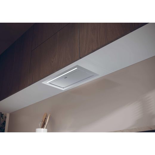Haier I-Design HAPY72ES6XGG 73cm Canopy Cooker Hood - left perspective of hood in situ