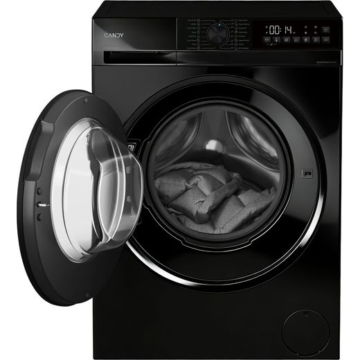 Candy Quick Pro GD 410B9B-80 10kg Washing Machine with 1400 rpm - Black - front with door open shot