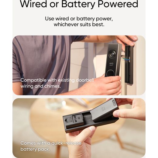 Eufy Video Doorbell E340 With Chime Smart Doorbell 1080p - Black - Annotation -  wired or battery shot