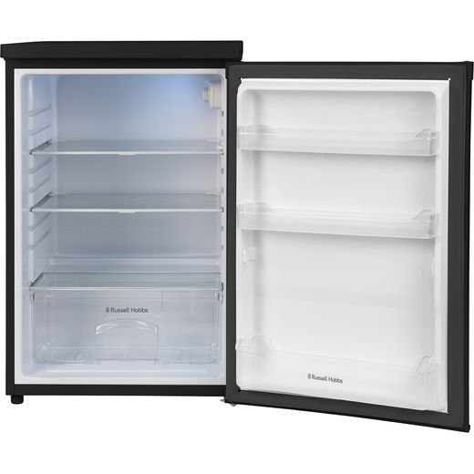 Russell Hobbs RH85UCLF552E1B Integrated Under Counter Fridge - Black - Front with door open shot