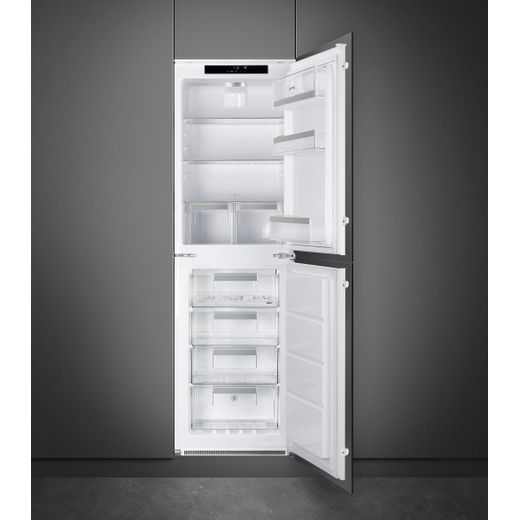 Smeg Integrated Fridge Freezer - White - Door open in grey room