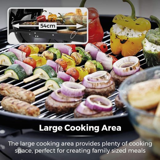 Tower T978572 Barbeque - Black - Annotation - large cooking area shot