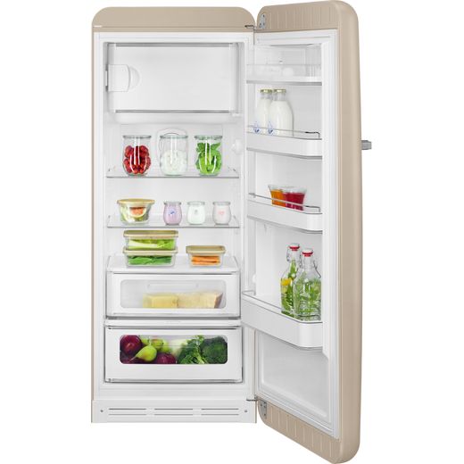 Smeg Right Hand Hinge FAB28RDPP6 153cm High Small Fridge with Ice Box - Perfectly Pale - Door open