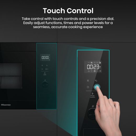 Hisense BIM325G52BGUK 25 Litre 39cm High, Built In Small - Black - Annotation - Touch control
