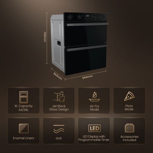 Hisense Hi6 Built In Electric Double Oven - Black - Feature shot