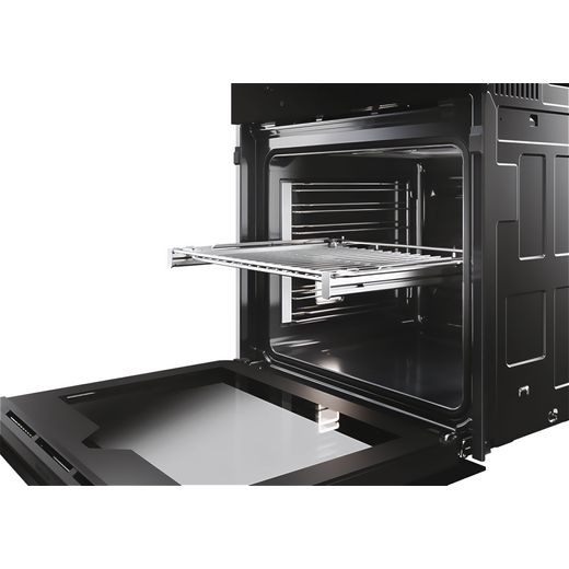 Haier ID Series 2 Built In Electric Single Oven - Black- Close up with tray out shot