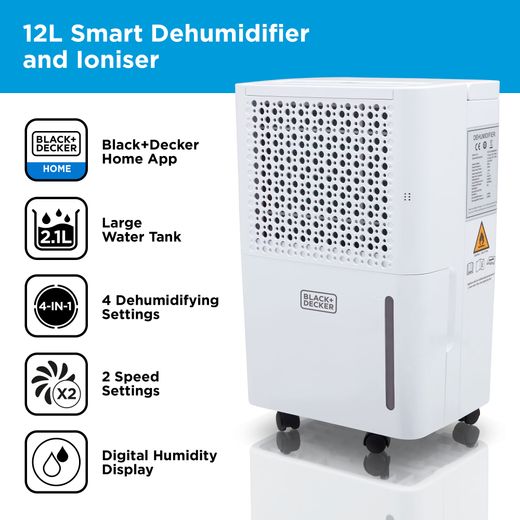 Black + Decker Dehumidifier - White - Annotation - Features shot
