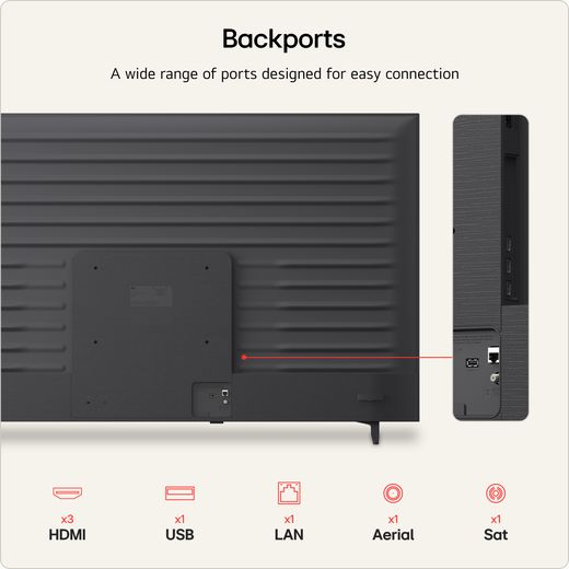 LG 65" 4K Ultra HD MiniLED Smart TV  - Annotation - port shot
