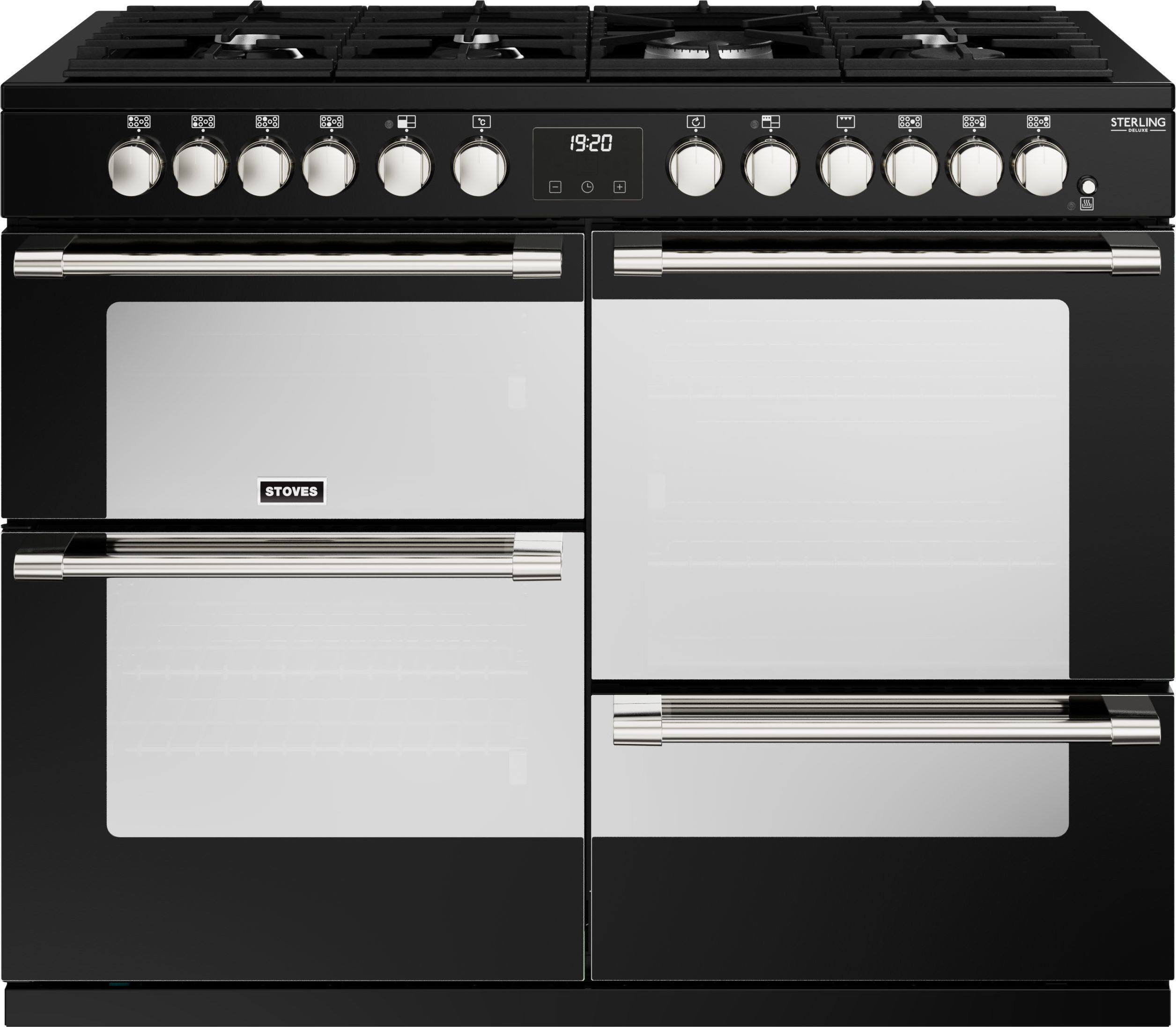 Stoves Sterling Deluxe ST DX STER D1100DF BK 110cm Dual Fuel Range Cooker - Black - A/A/A Rated, Black