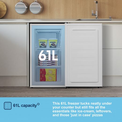 Fridgemaster Under Counter Freezer - White - Annotation - 61L capacity