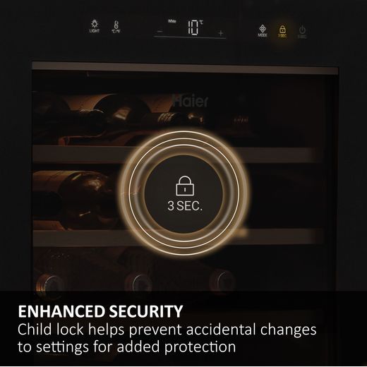 Haier Wine Cooler - Black - Annotation - Enhanced security shot