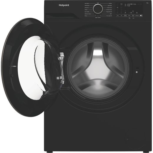 Hotpoint AntiStain HB113BANTISTAINUK 11kg Washing Machine with 1400 rpm - Black - front with door open shot  
