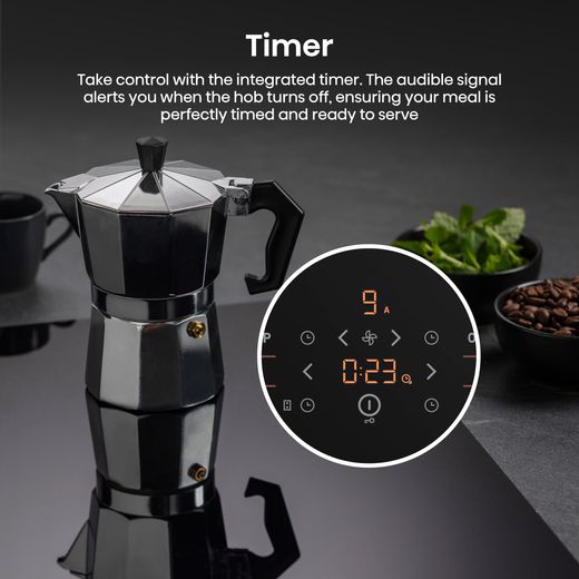 Hisense Hi6 HEH8432BSCWF Venting Induction Hob - Black - Annotation - Timer shot