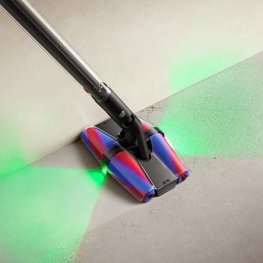 Dyson PencilVac Fluffycones Cordless Vacuum Cleaner - Black / Grey - Vacuuming upto wall