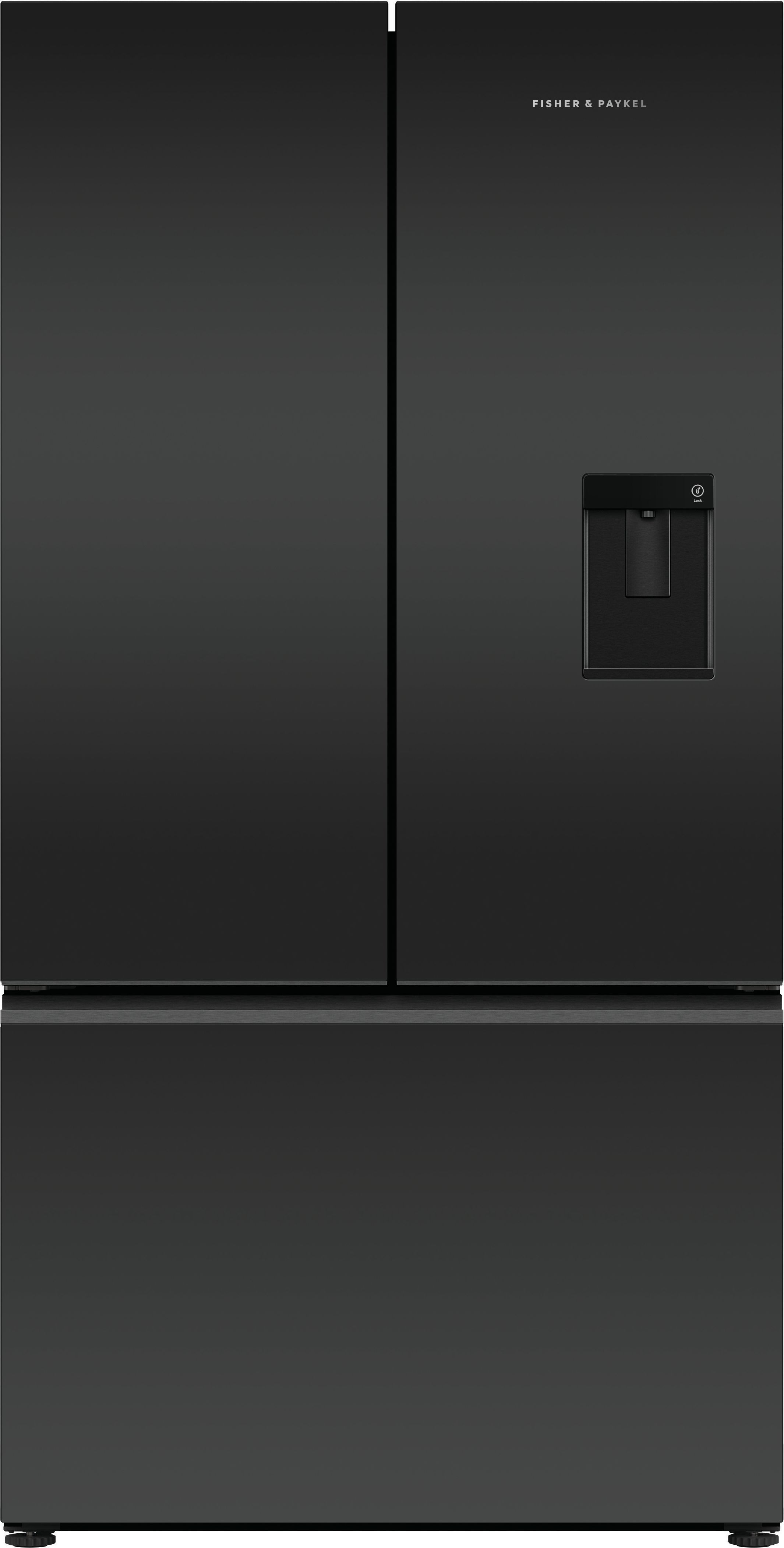Fisher & Paykel Series 7 Contemporary RF540AZUB6 Wifi Connected Plumbed Frost Free American Fridge Freezer - Matte Black - E Rated, Black