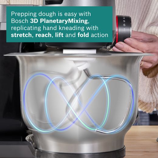 Bosch Series 2 MUMS2VM40G Stand Mixer with 3.8 Litre Bowl - Black - Annotation - 3D planetary mixing